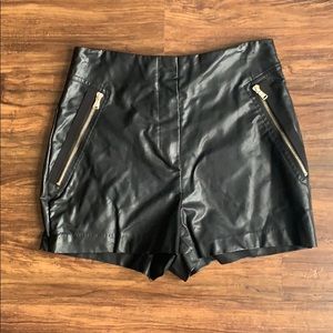 faux leather high waisted shorts